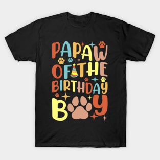 Papaw Of The Birthday Boy Dog Paw Bday Party Celebration T-Shirt